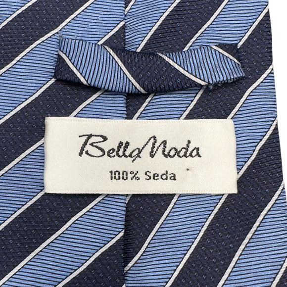 Bella Moda 100% Silk Dress Tie Bold Classic Stripe Pattern 60" 3.75" - Picture 6 of 10